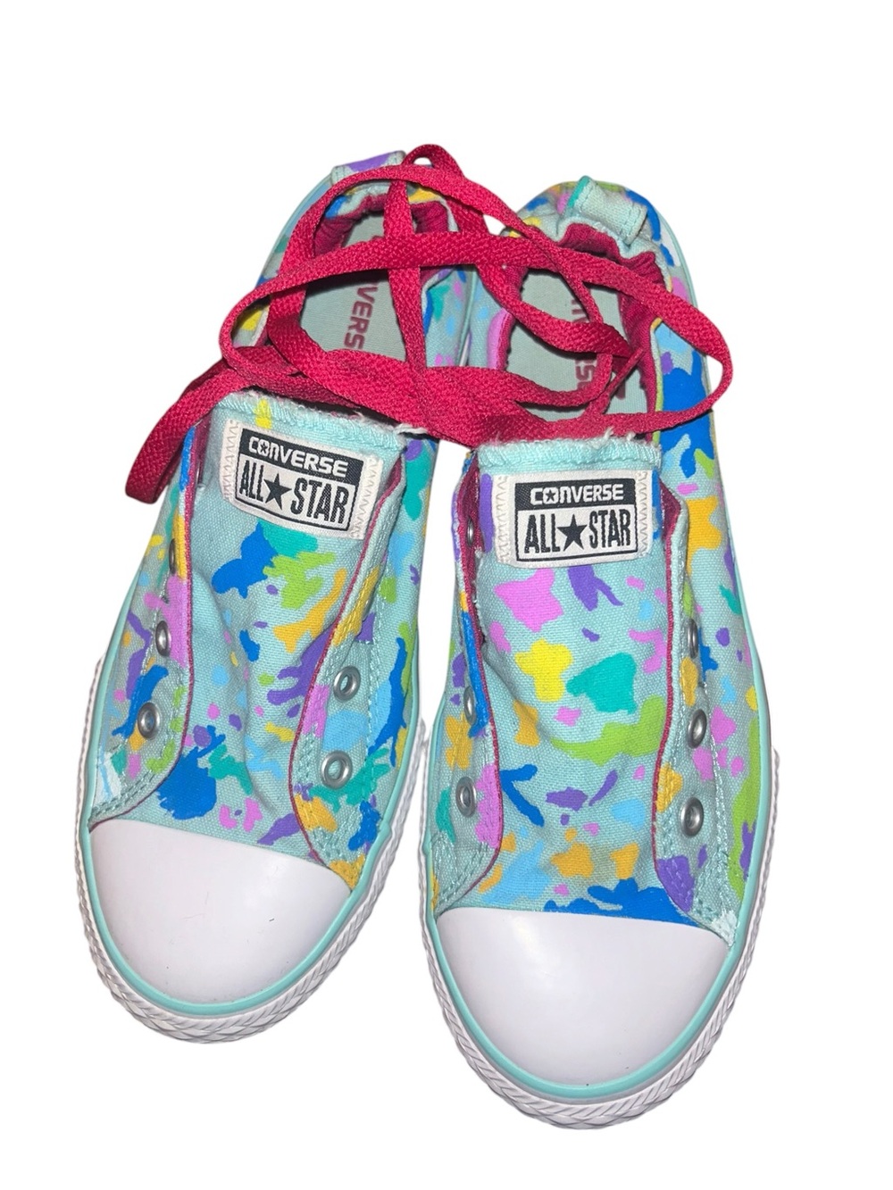 Handpainted Converse Low-Top Pink Laces - Size 6